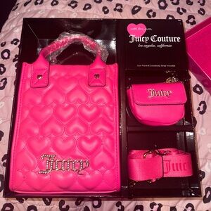 Juicy Couture Vibrant Pink Heart Bag Set